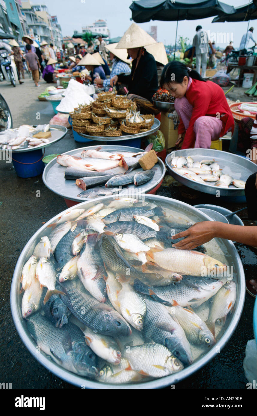 Markt / regionale Produkte / frischer Fisch, Cantho, Mekong Delta, Vietnam Stockfoto