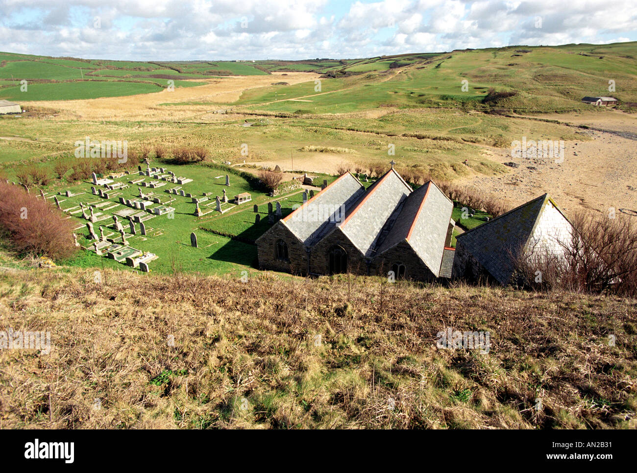 Die Kirche in Gunwalloe in Cornwall England UK Stockfoto