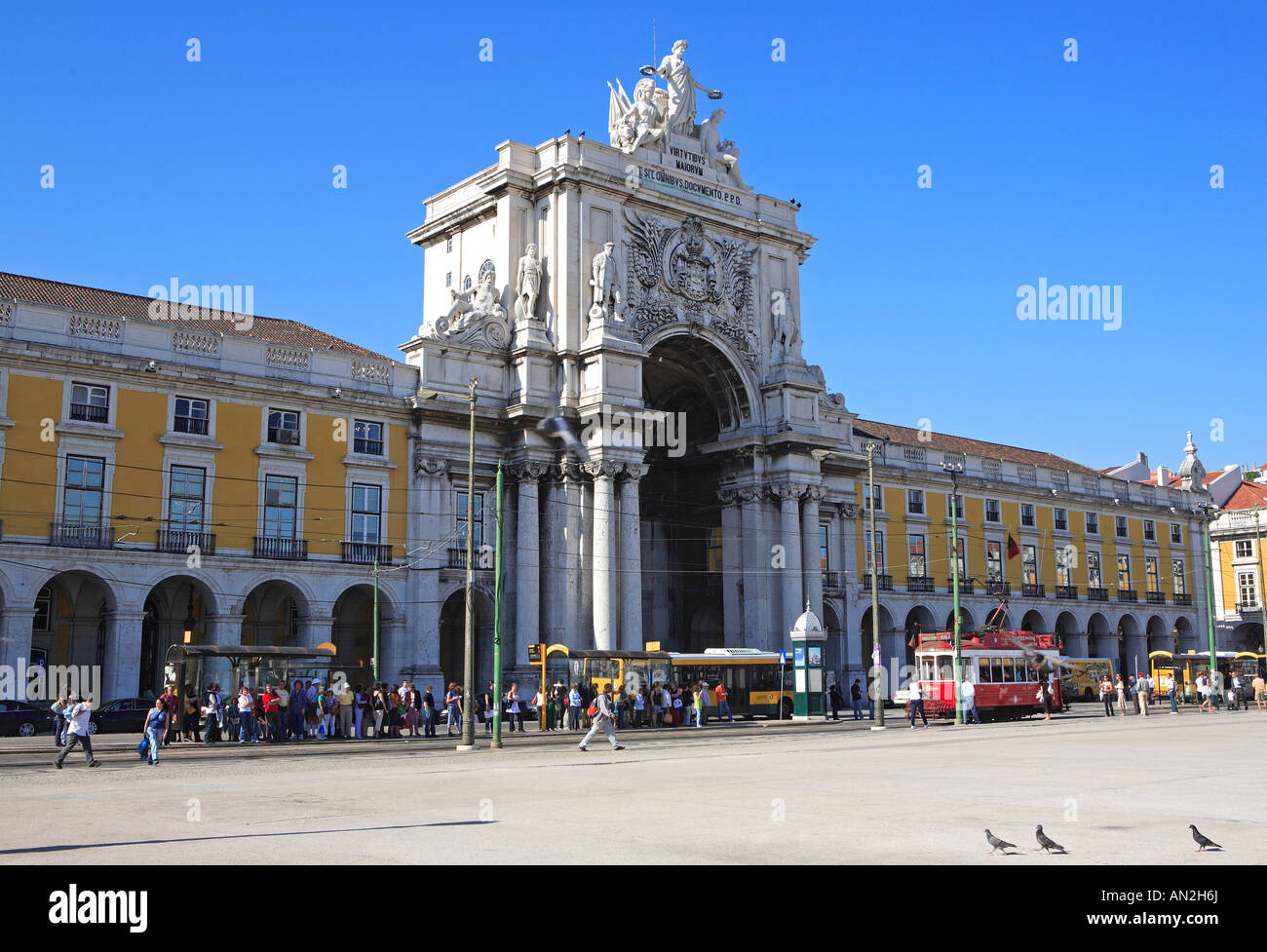 Lissabon, Baixa, Praco Do Comercio, Arco Triunfal Stockfoto