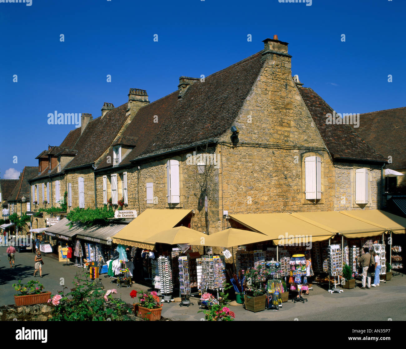 Souvenirläden, Domme, Dordogne, Frankreich Stockfoto