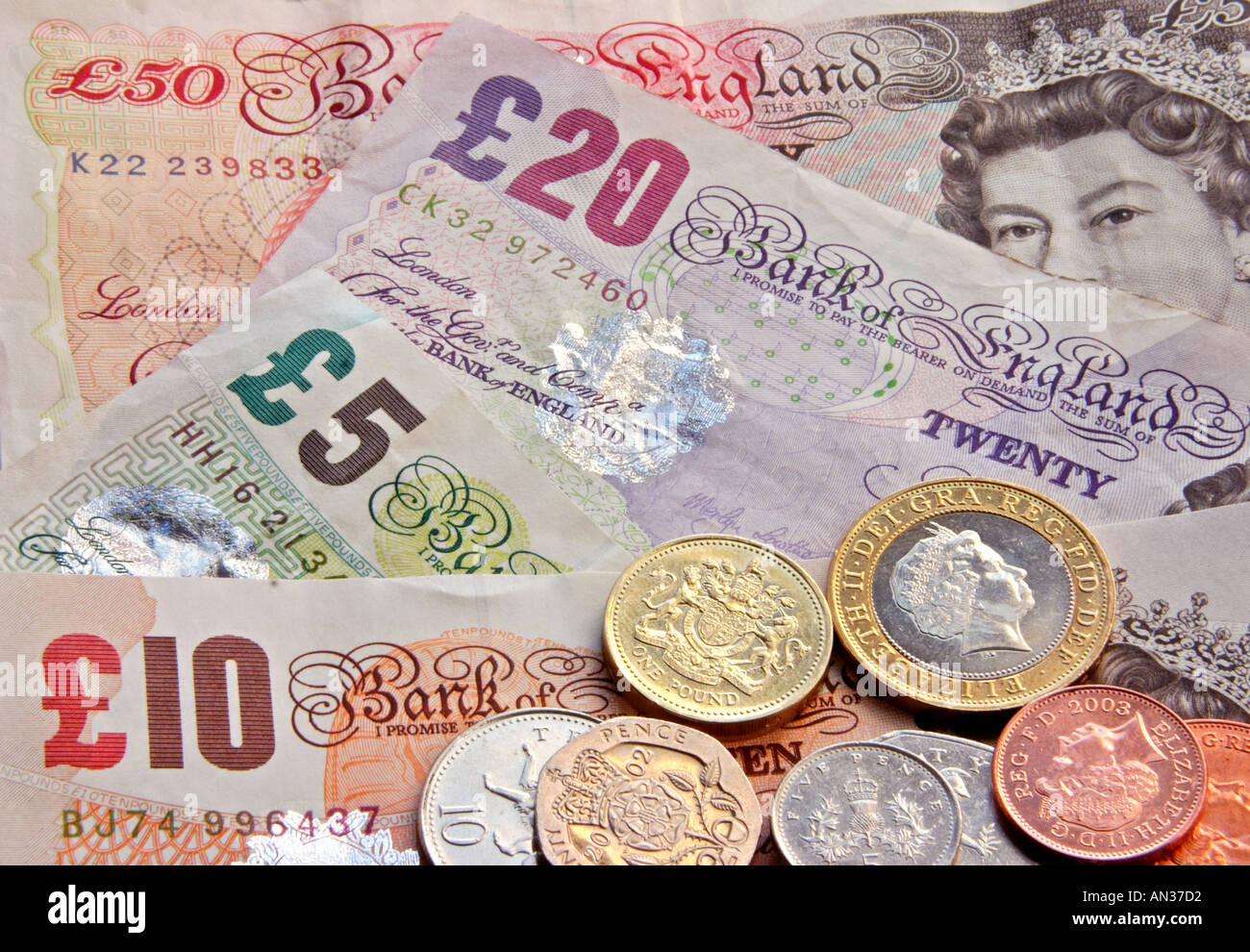 Cash-Pfund sterling Stockfoto