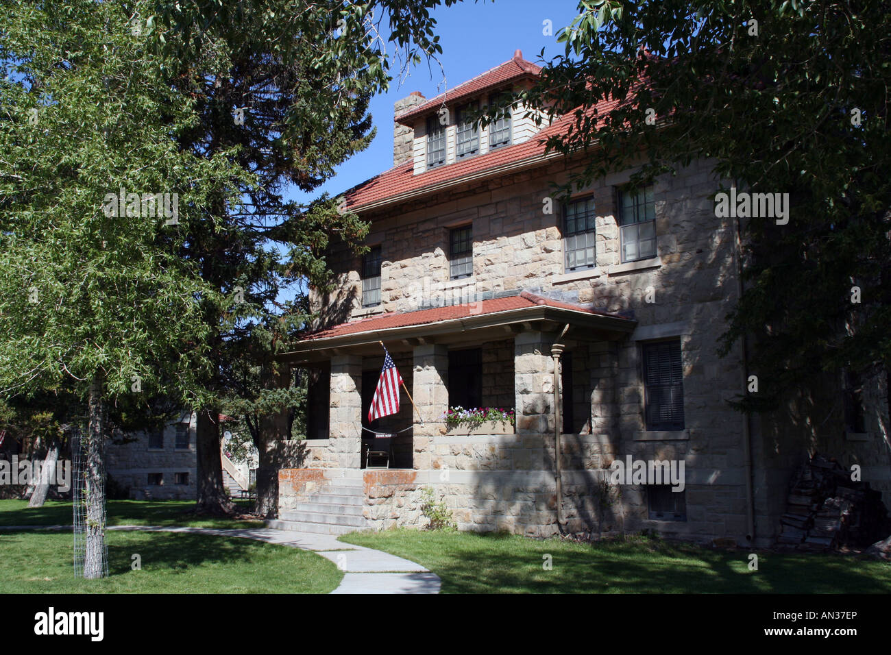 Historischen Officers' Row, Fort Yellowstone, Mammoth Hot Springs, Yellowstone-Nationalpark Stockfoto