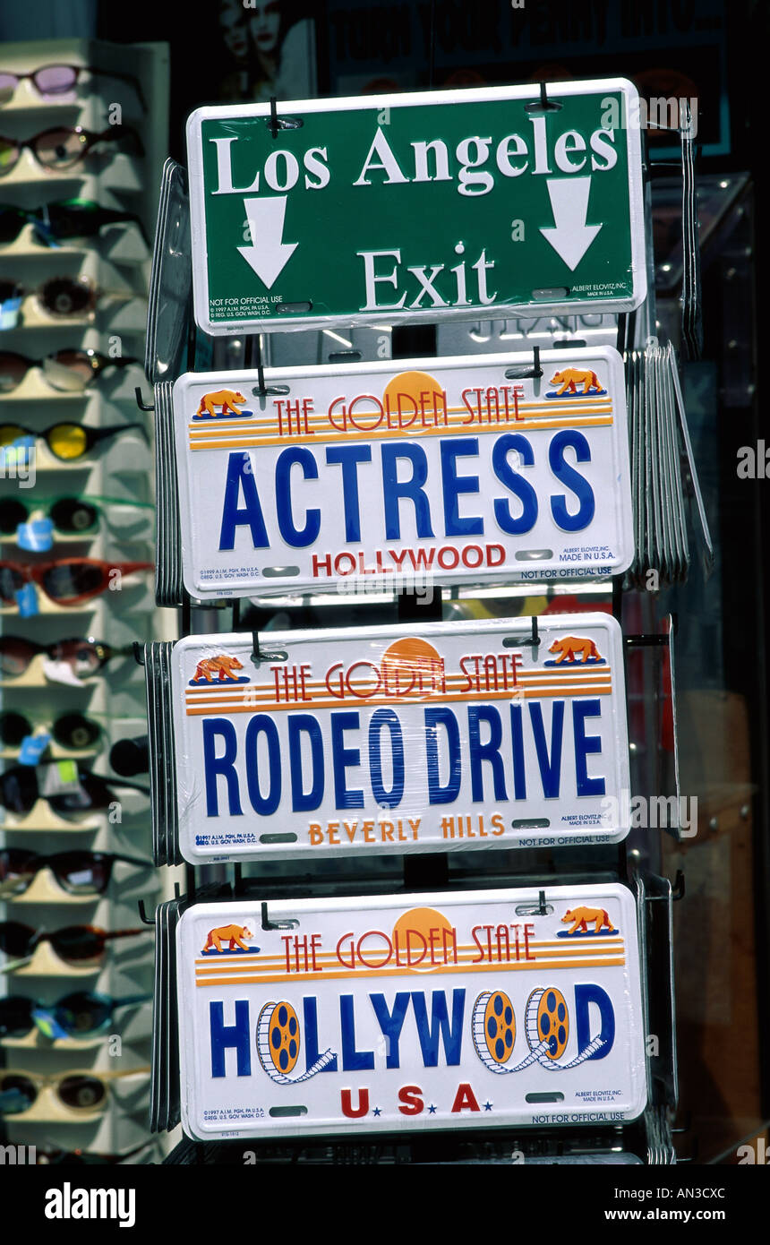 Hollywood / Hollywood Boulevard / Souvenir Auto Nummernschilder, Los Angeles, Kalifornien, USA Stockfoto