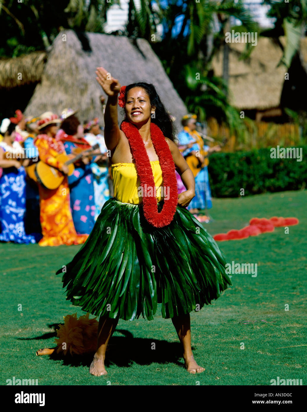 Waikiki / Kodak Hula Show / Frau Durchführung Hula Tanz, Honolulu, Hawaii / Oahu, USA Stockfoto