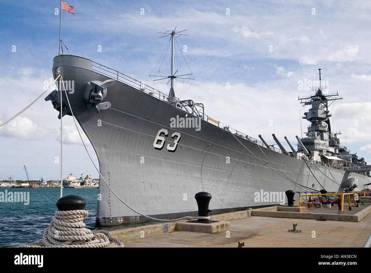 Schlachtschiff Missouri wo japanische Kapitulation, das Ende des zweiten Weltkriegs fand nun am Pearl Harbor Oahu Hawaii verankert Stockfoto