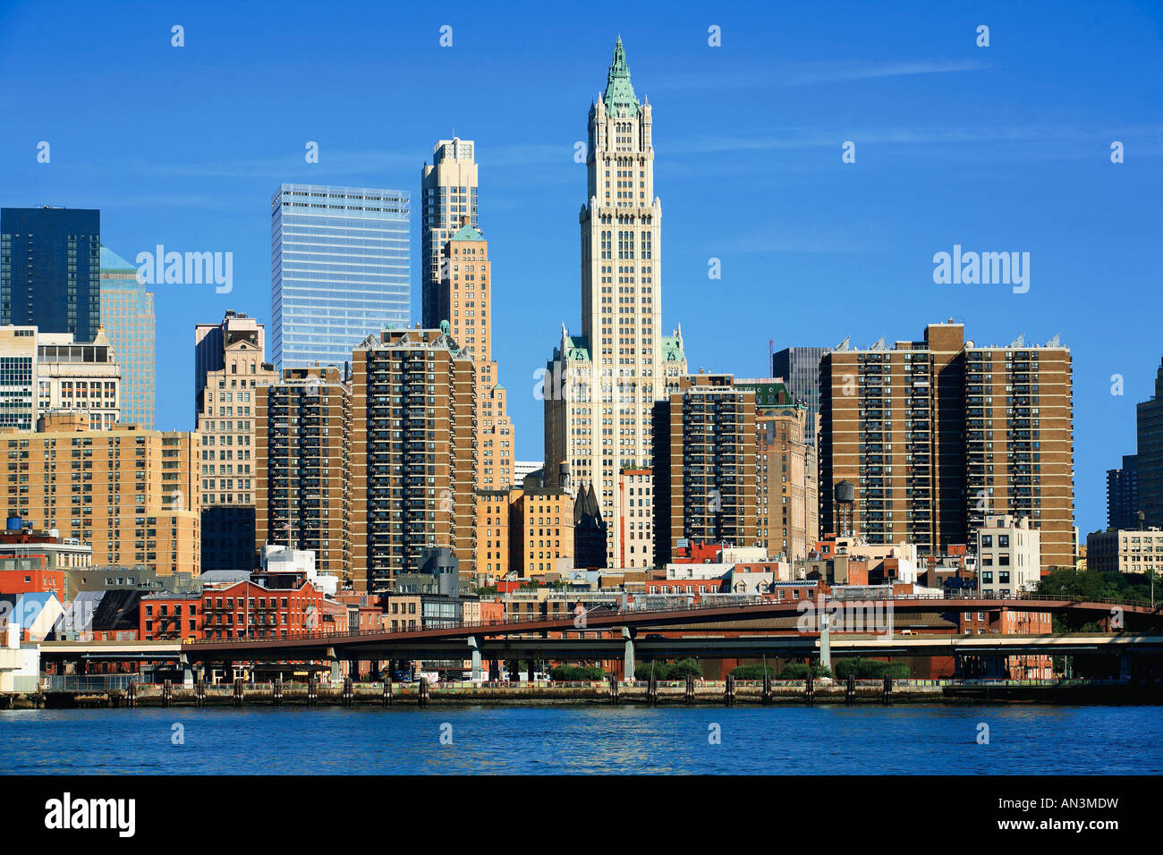 Manhattan New York USA Stadtansicht aus Brooklyn Stockfoto