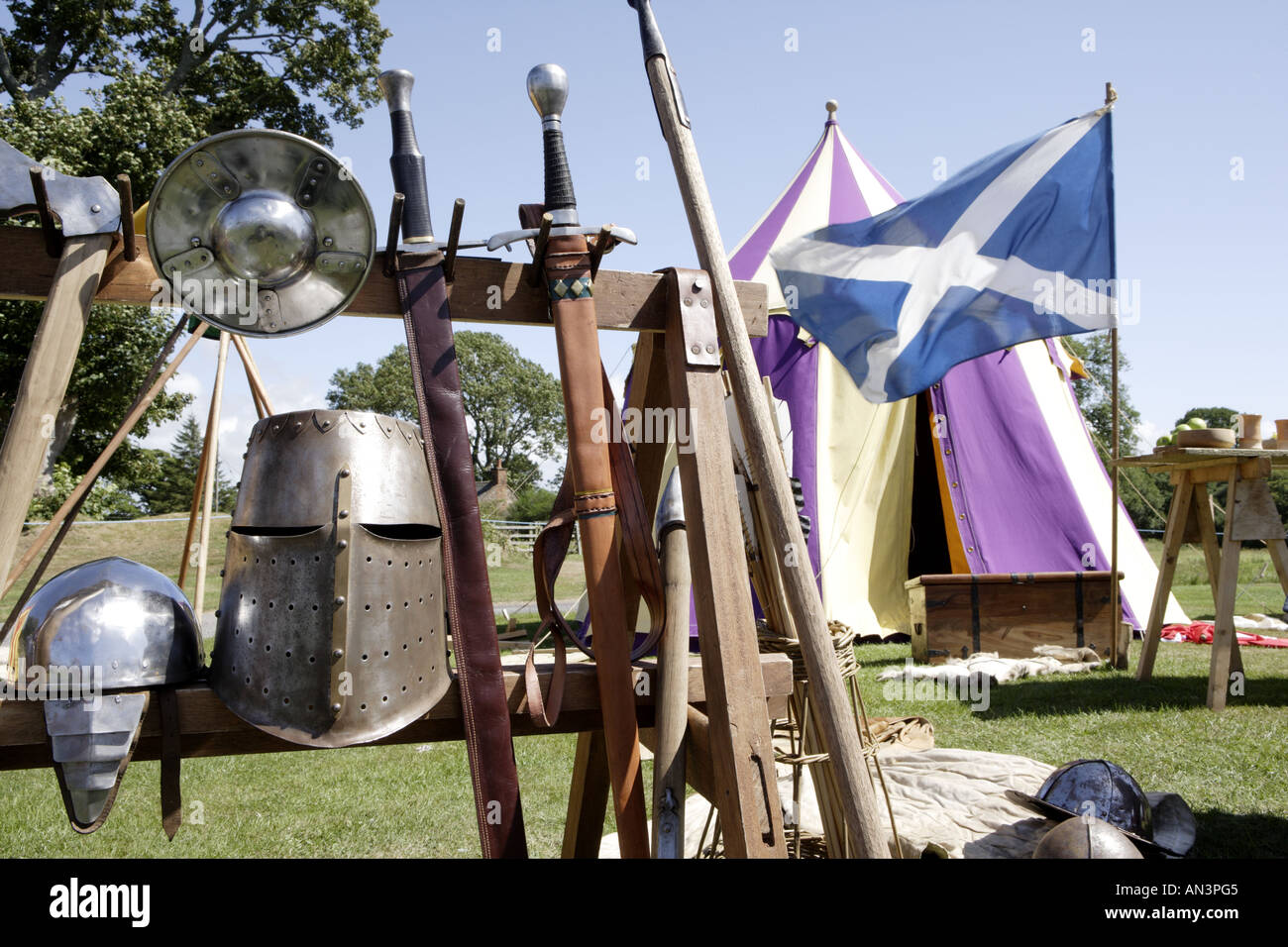 Mittelalterlichen Waffen und Rüstungen Schottland Stockfoto
