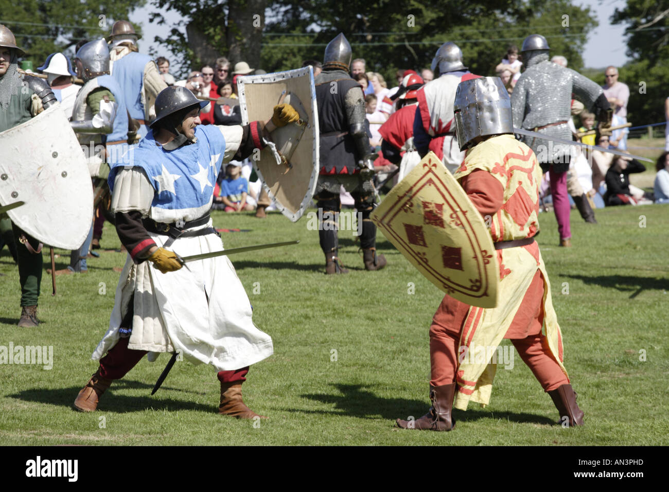 Mittelalterliche Ritter kämpfen Stockfoto
