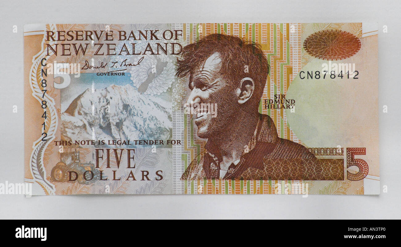 New Zealand fünf-Dollar-Note Stockfoto