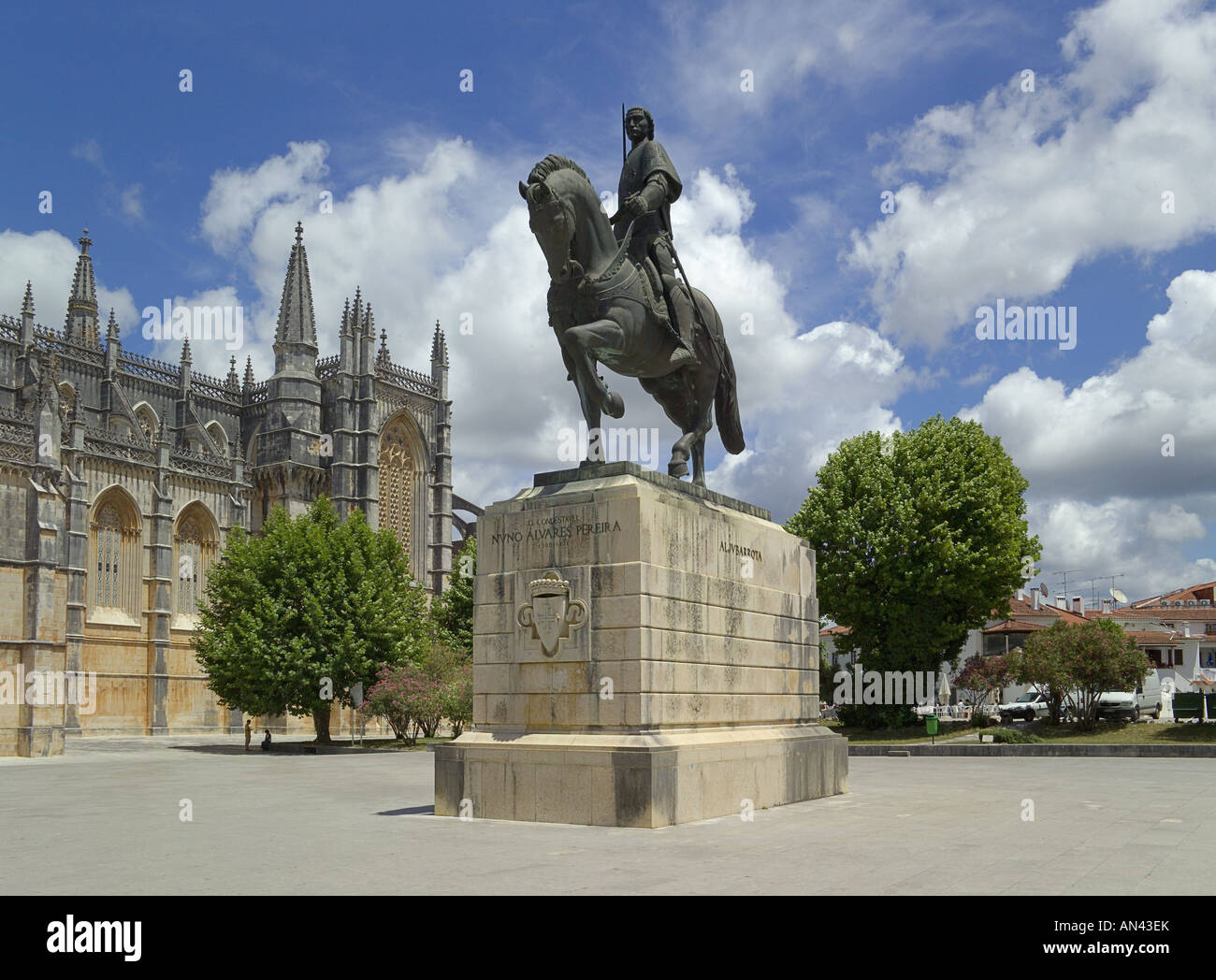 Portugal, Ribatejo Bezirk, Batalha, das Kloster von Santa Maria Da Vitoria, Statue, Nuno Alvares Pereira, Stockfoto