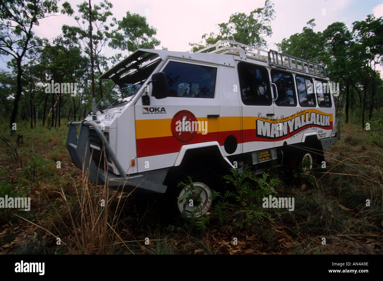 November 1995 Darwin Northern Territory Australien die Manyalaluk Aborigines-Gemeinde die vier-Rad-Antrieb tour bus Stockfoto