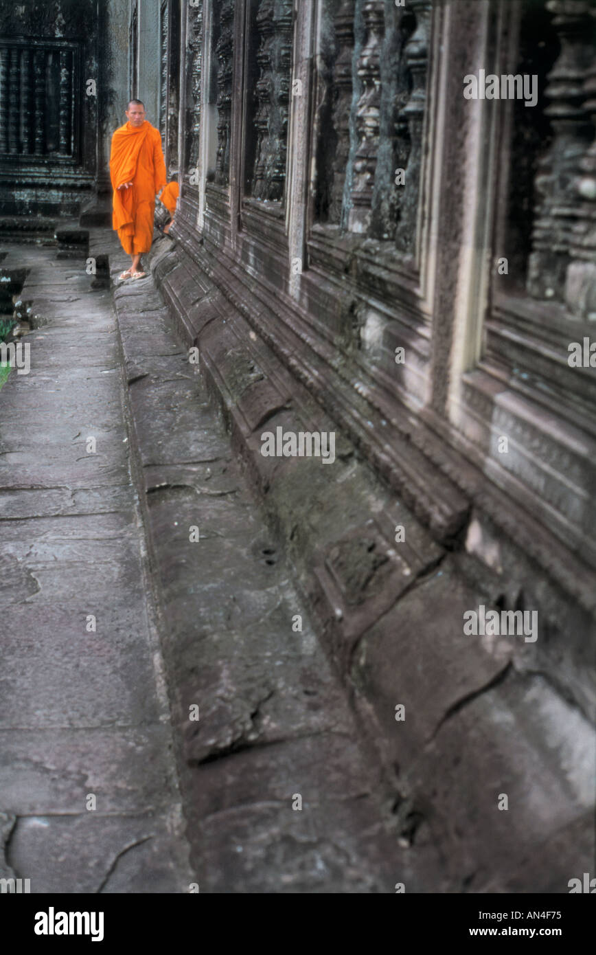Buddhistischer Mönch im Tempel Angkor Wat Angkor Kambodscha Stockfoto