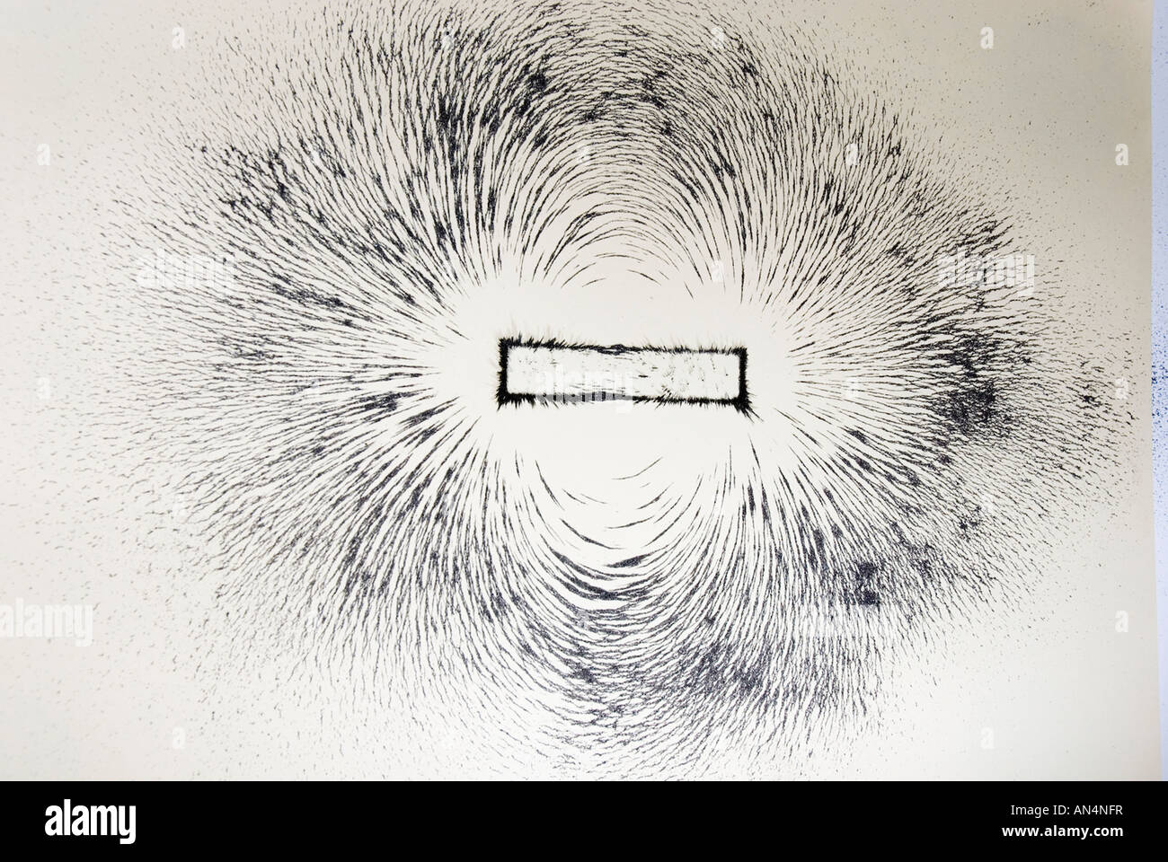 Magnetisches Feld Zeilen um eine Bar Magnet mit Eisenfeilspänen dargestellt  Stockfotografie - Alamy