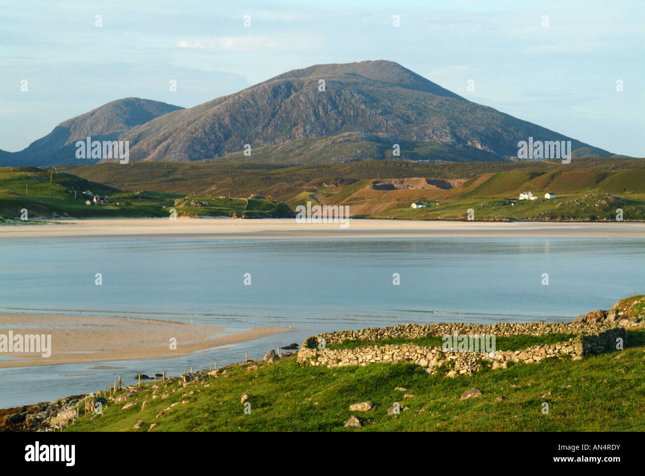 Bucht von Uig wo die Lewis Schachfiguren Figuren set fanden sich auf der Westküste der Insel Lewis, äußeren Hebriden Schottland Stockfoto