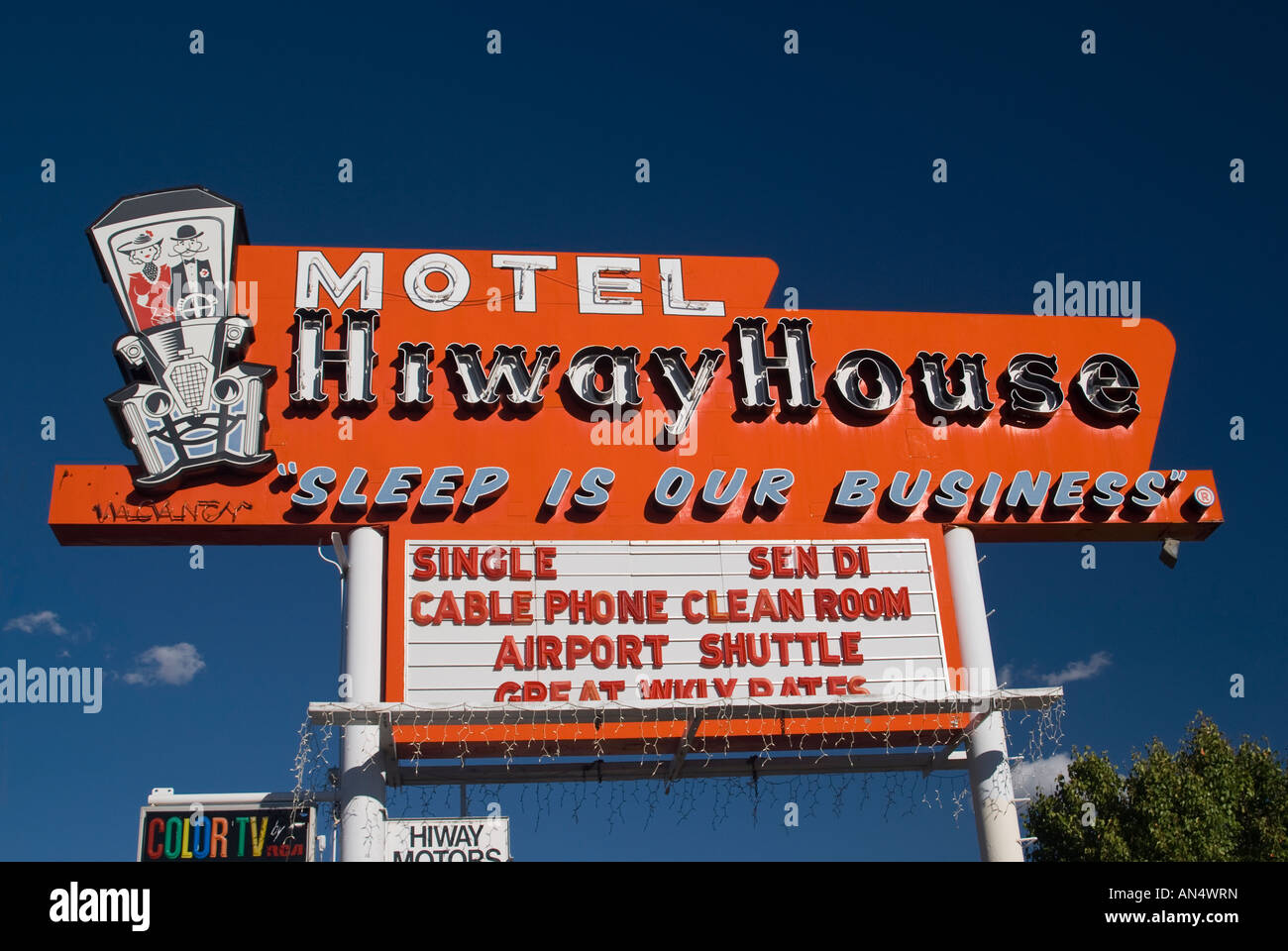 Motel-Schild an der Route 66 in Albuquerque New Mexico USA Stockfoto