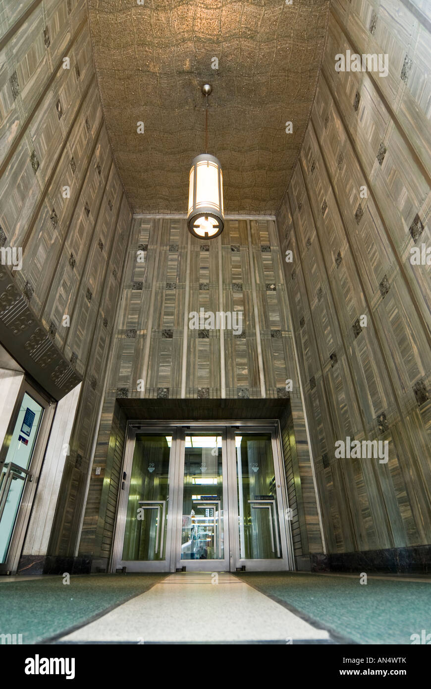 Eingang, 29 Broadway, Manhattan, New York Stockfoto