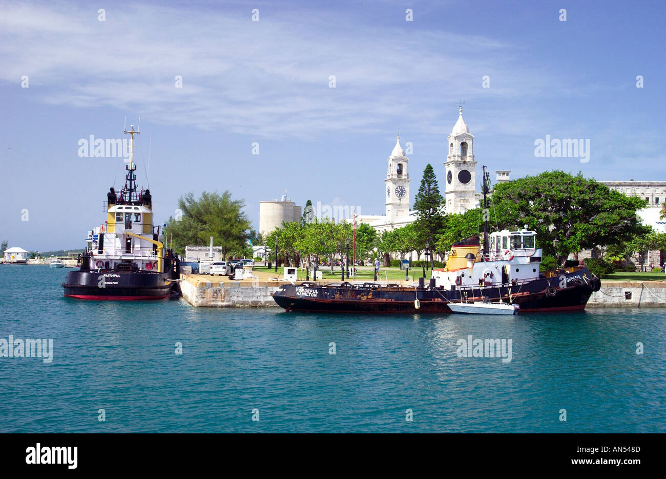 Schlepper-Anschluss an der Naval Dockyards in Bermuda Stockfoto