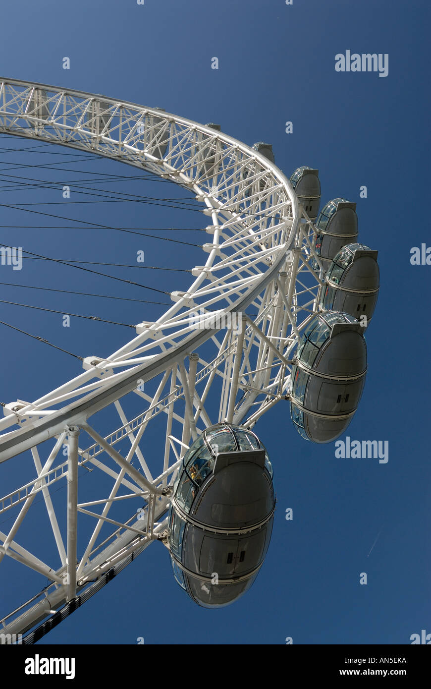 Detail des London Eye mit Hülsen hell s Sommertag Stockfoto