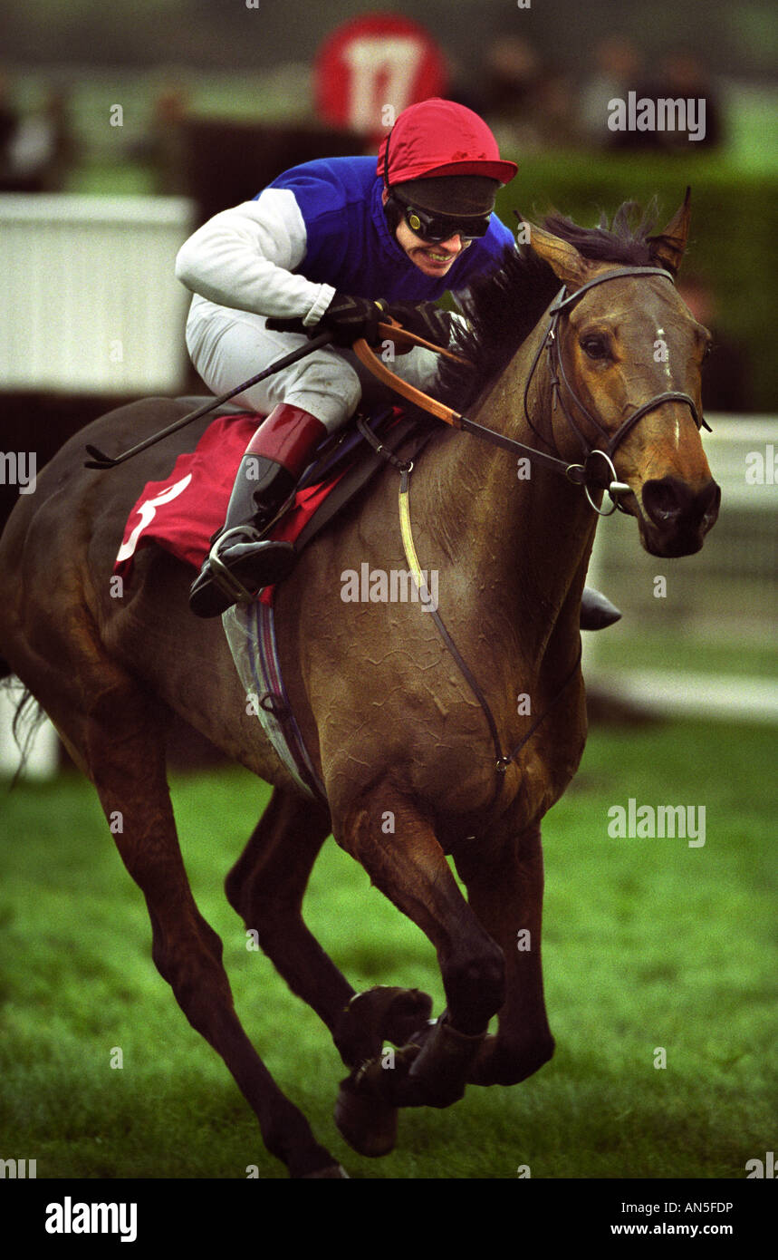 DER JOCKEY RICHARD JOHNSON FAHRTEN STERNE REISENDE BEI CHELTENHAM GLOUCESTERSHIRE UK Stockfoto