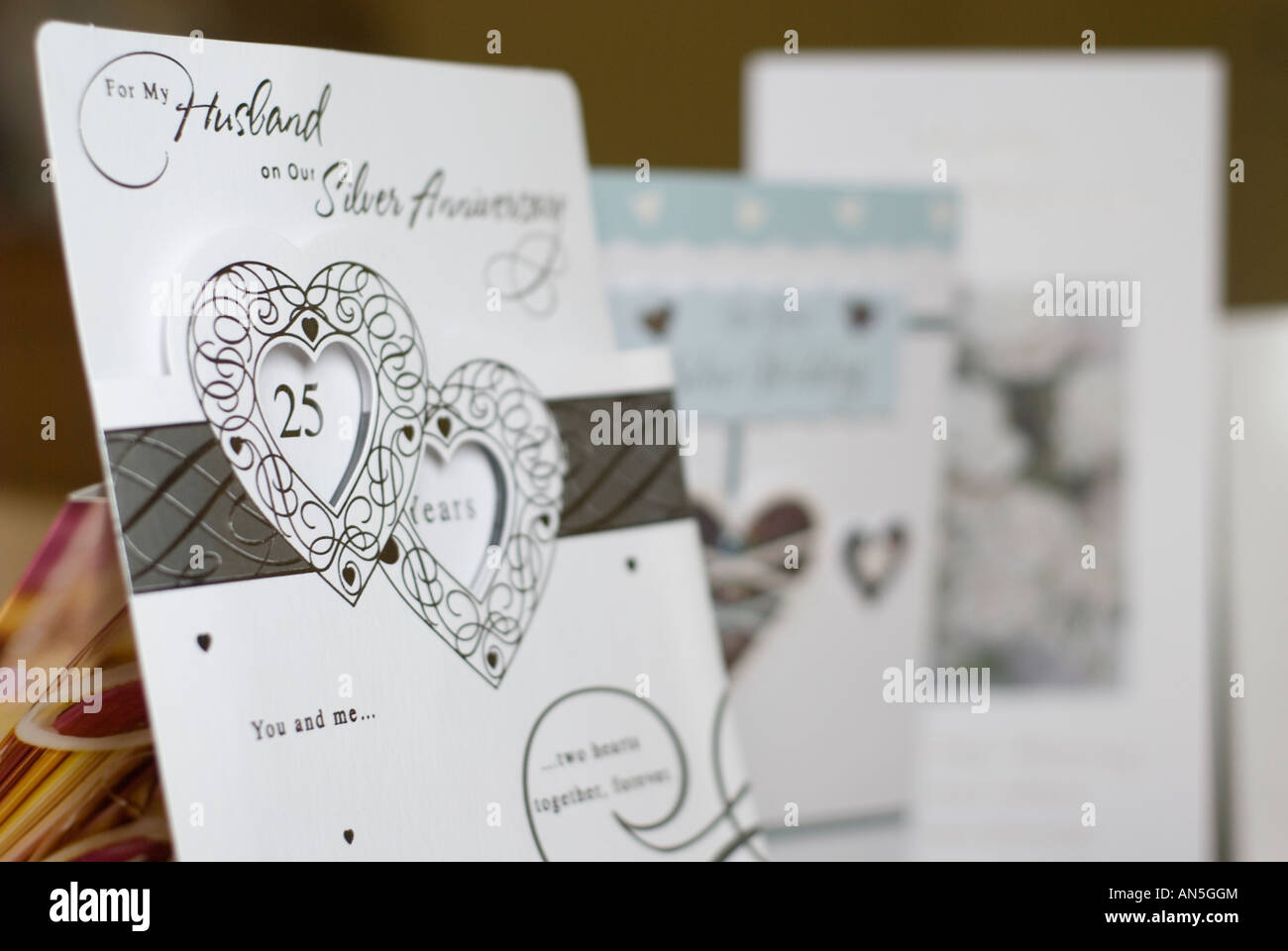 Silberne Hochzeit Jahrestag Karten Stockfoto