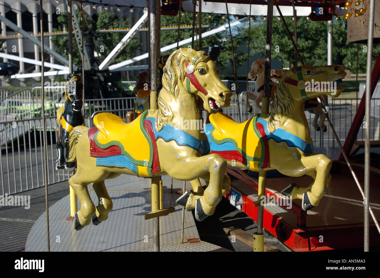 Merry Go Round Pferde Stockfoto