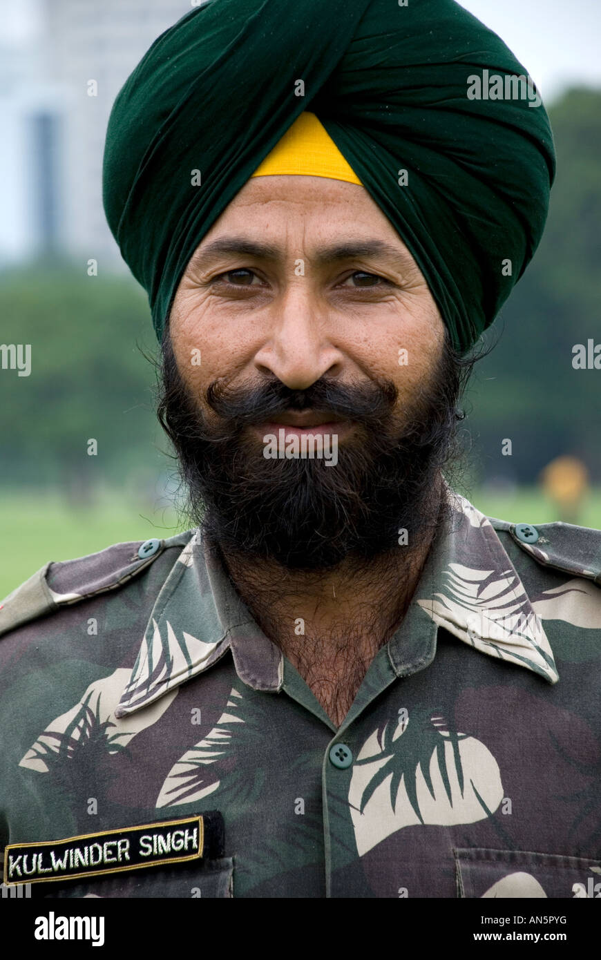 Sikh Armee-Offizier, Maidan, Kolkata, Indien Stockfoto