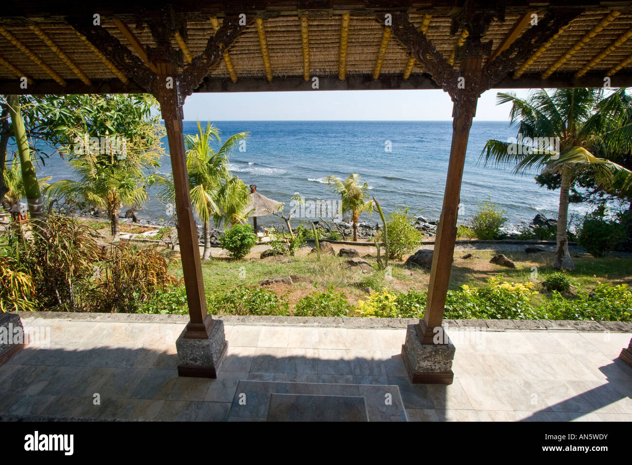 VEW aus Resort Beach Hotel Amed Bali Indonesien Stockfoto