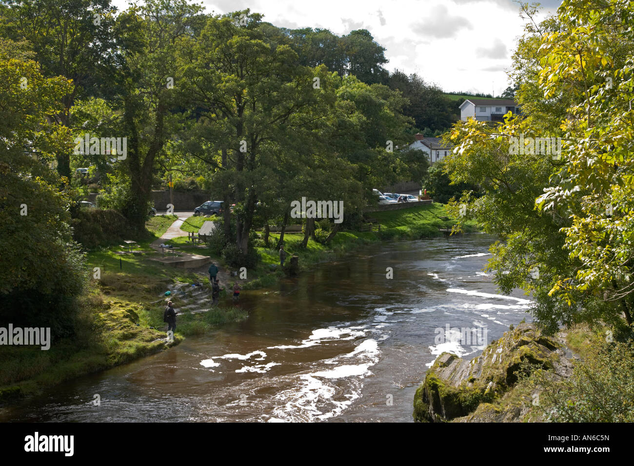 Fluss Teifi Cenarth Wales Stockfoto
