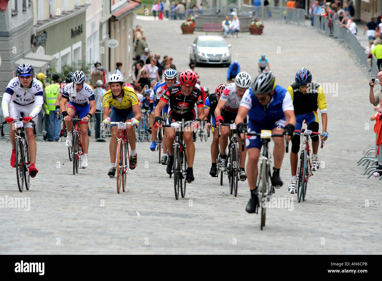 Amateur Radrennen mit Strecke der professionellen Deutschland Tour 2006 Bad Tölz Bayern Deutschland Stockfoto