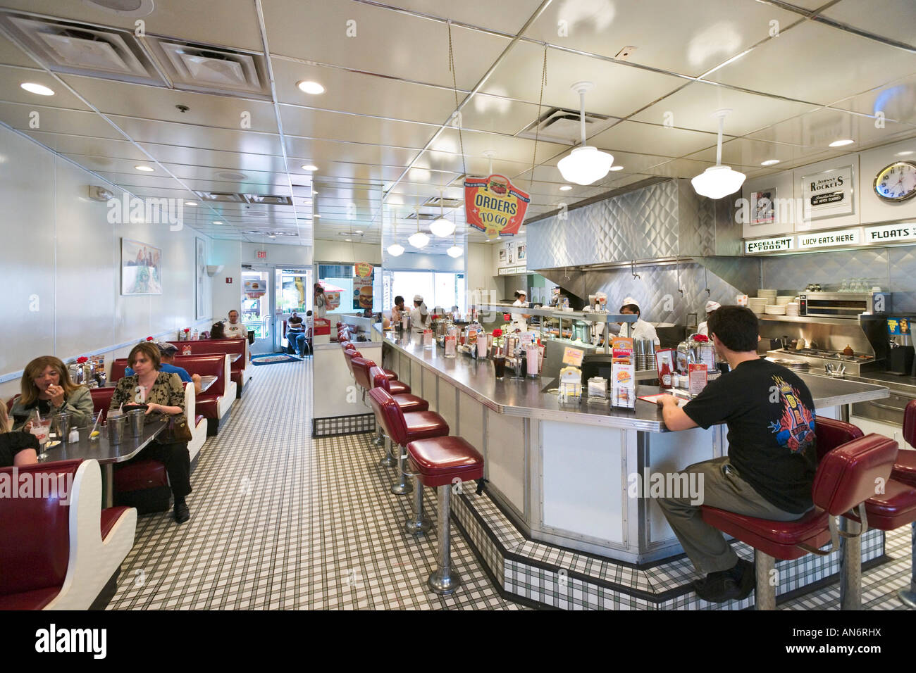 Mourayo Hamburger Restaurant im Retro-Stil, Pointe Orlando International Drive, Orlando, Florida, USA Stockfoto