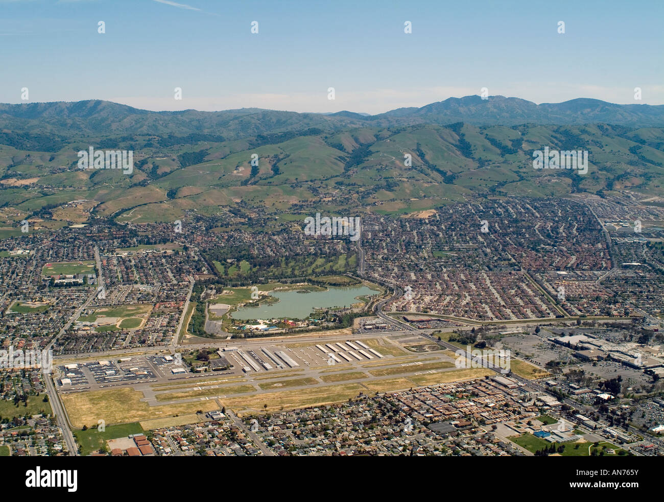 Luftaufnahme über Reid-Hillview Flughafen San Jose Silicon Valley Nord-Kalifornien Stockfoto
