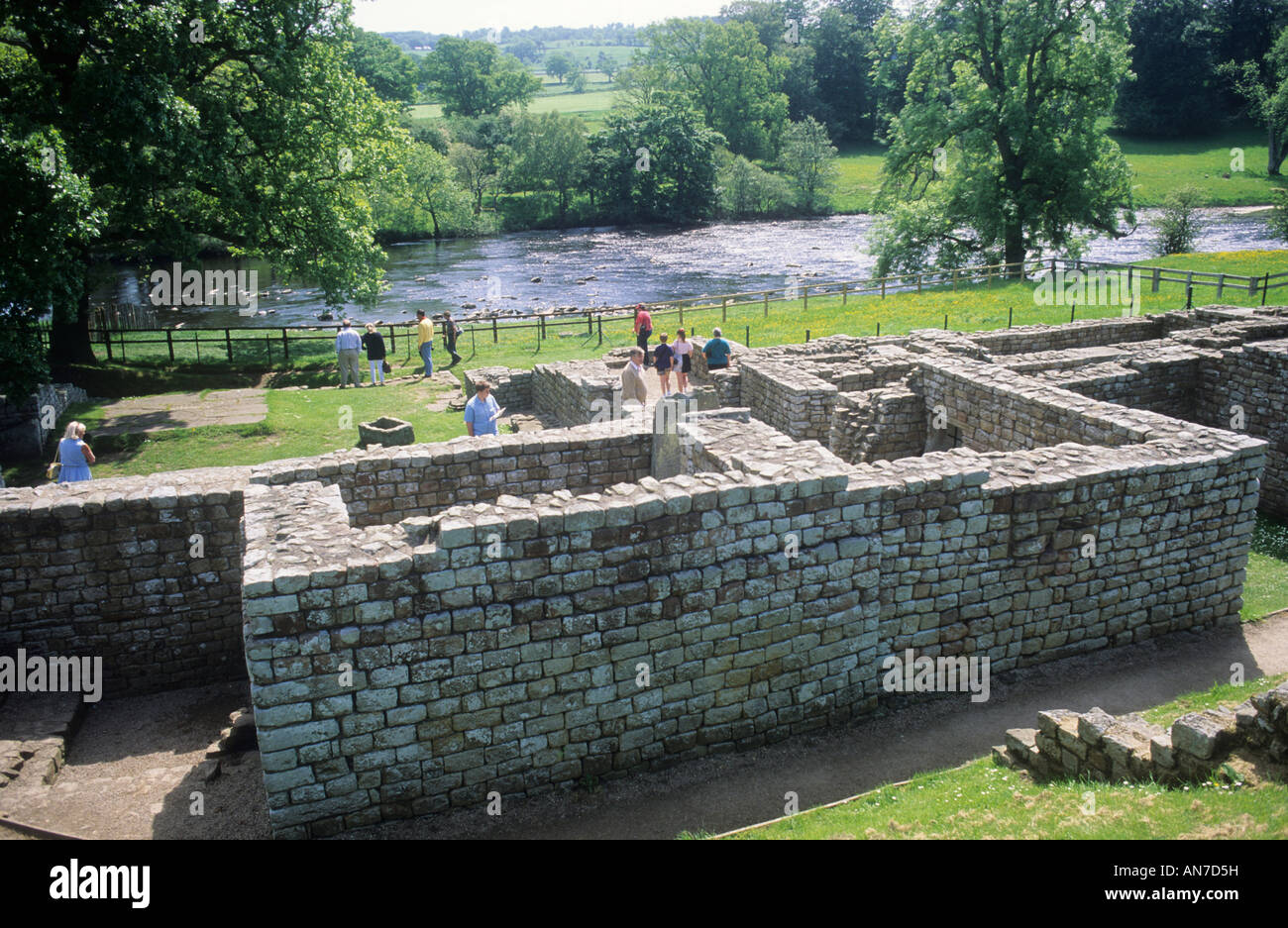 Chesters römischen Fort Badehaus Bad Haus Northumberland England UK englischen Forts Bad Häuser Badehäuser Flüsse ruinierte Ruine Stein Stockfoto