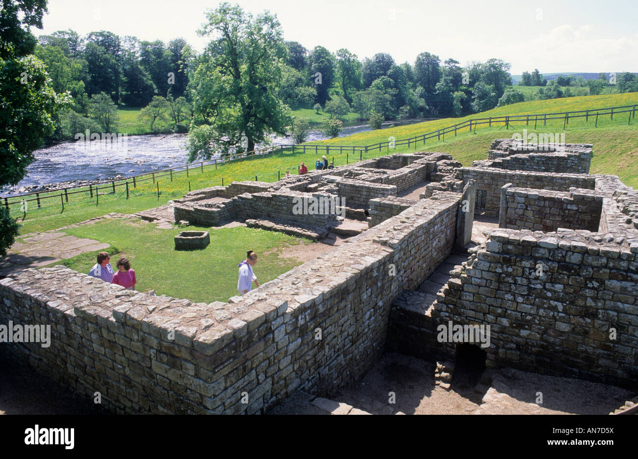 Chesters römische Fort Badehaus Northumberland Bad Haus englische Badehäuser Häuser England UK Flüsse Stein ruinieren zerstörte Festungen Stockfoto