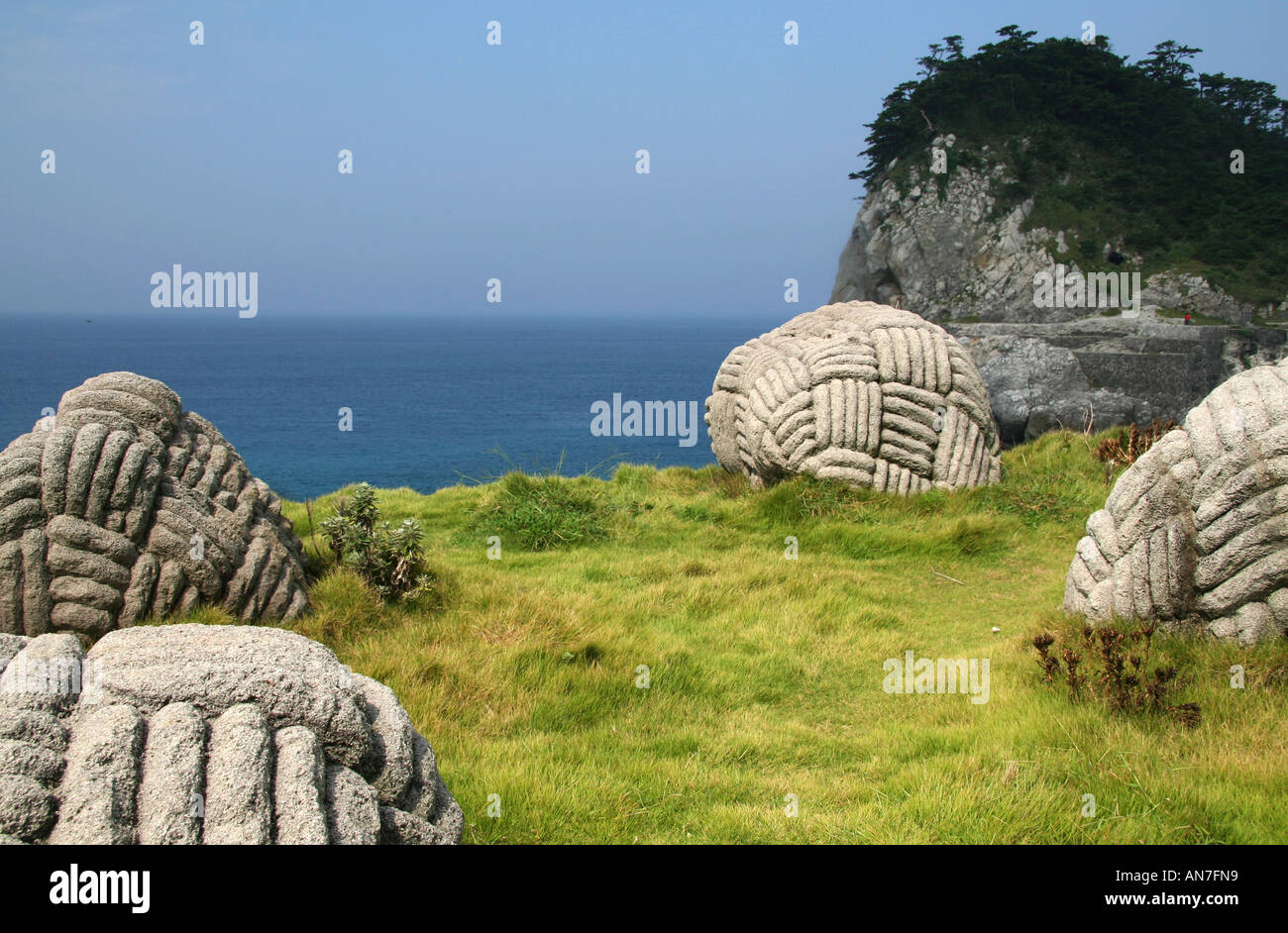 Moai in Niijima Stockfoto