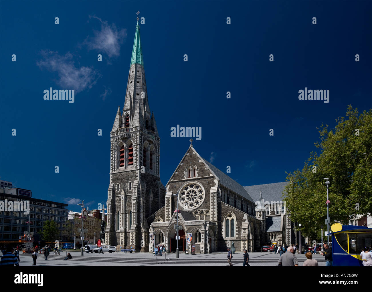 Blick auf Kathedrale von Christchurch vor dem verheerenden Erdbeben Stockfoto