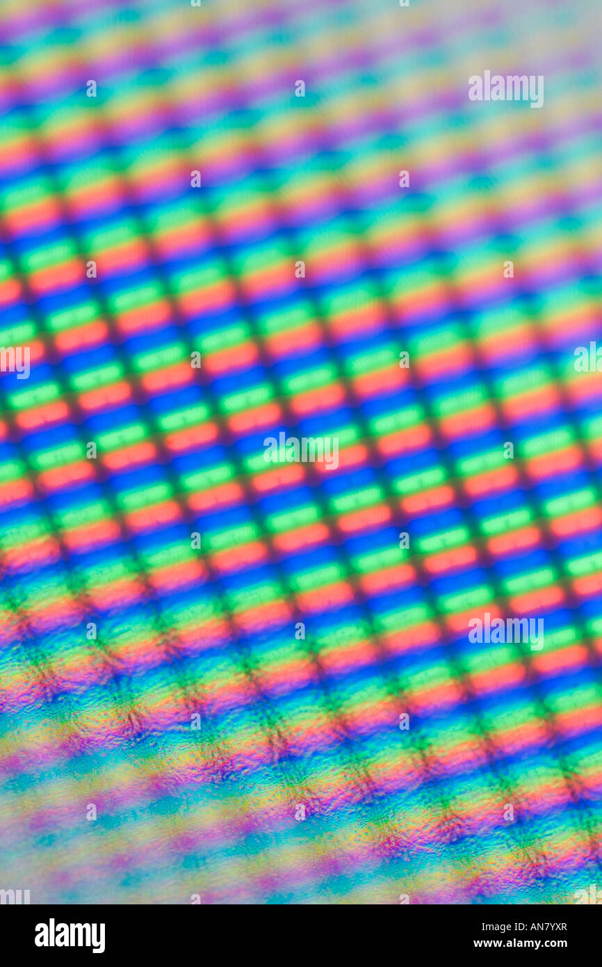 Computer Screenshot extreme Nahaufnahme von LCD TFT RGB Pixel Raster Apple iMac 24 Zoll monitor Stockfoto