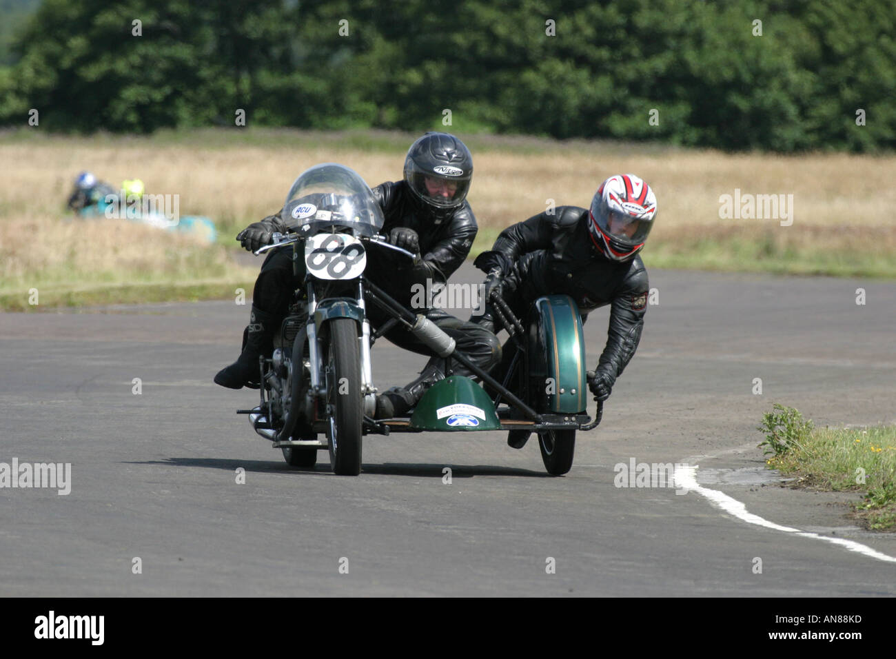 Riesenrad-Motorrad & Seitenwagen-Kombination Stockfoto