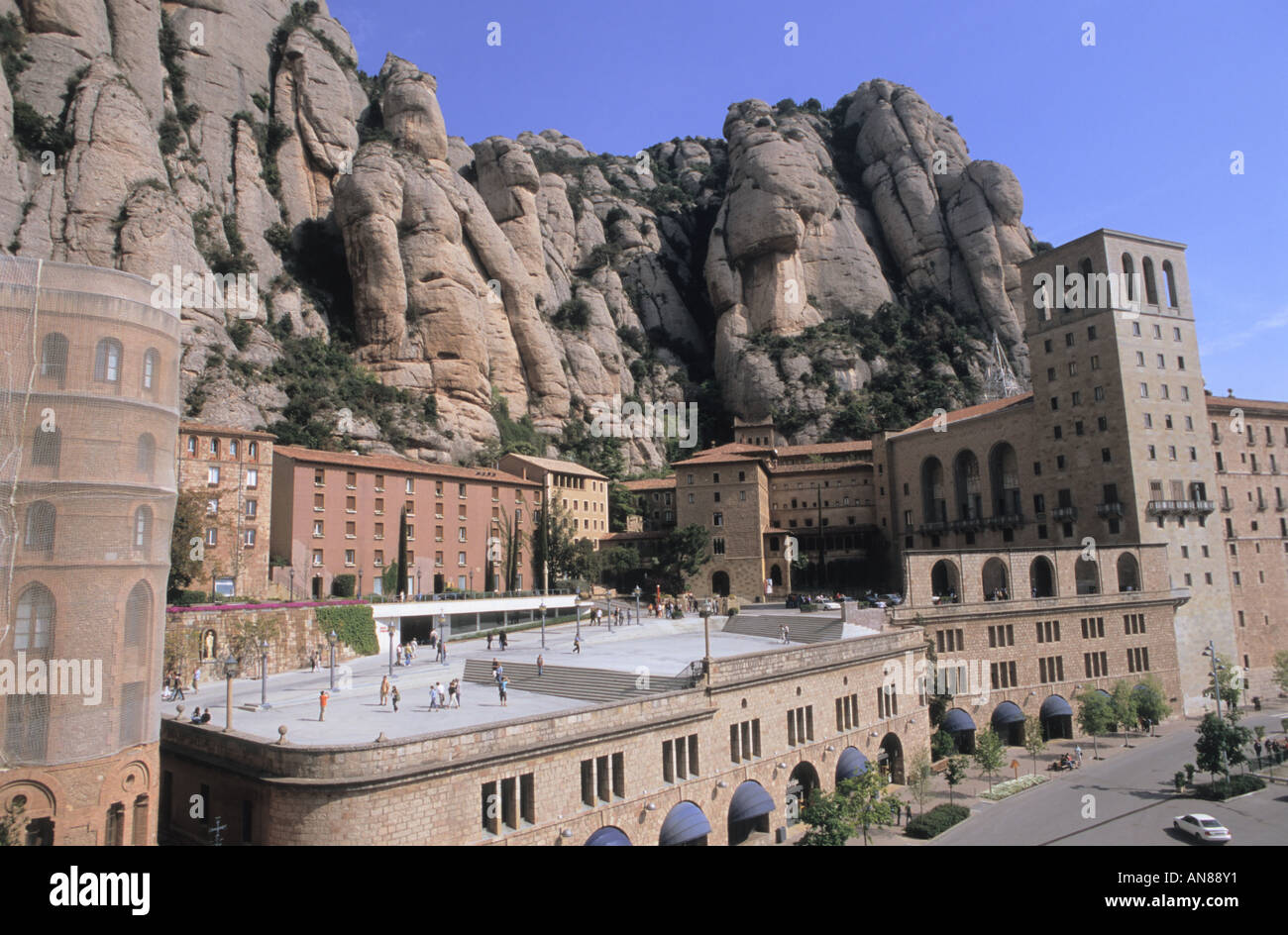 Blick auf Montserrat Kloster Berg Montserrat Naturpark Katalonien Spanien Stockfoto