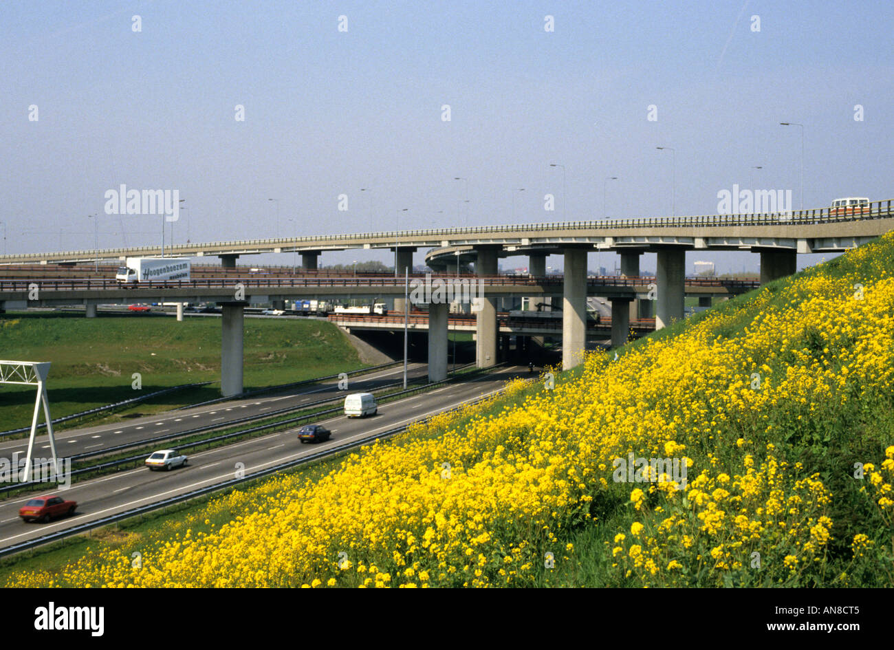 Nationale Autobahn Amsterdam-Haag-Rotterdam-Niederlande-Holland Stockfoto