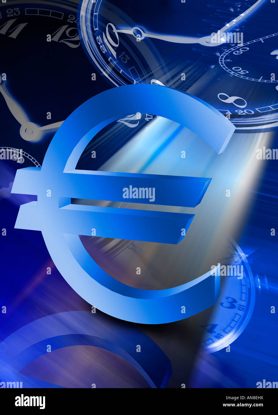 Eurosign und Zeit Stockfoto