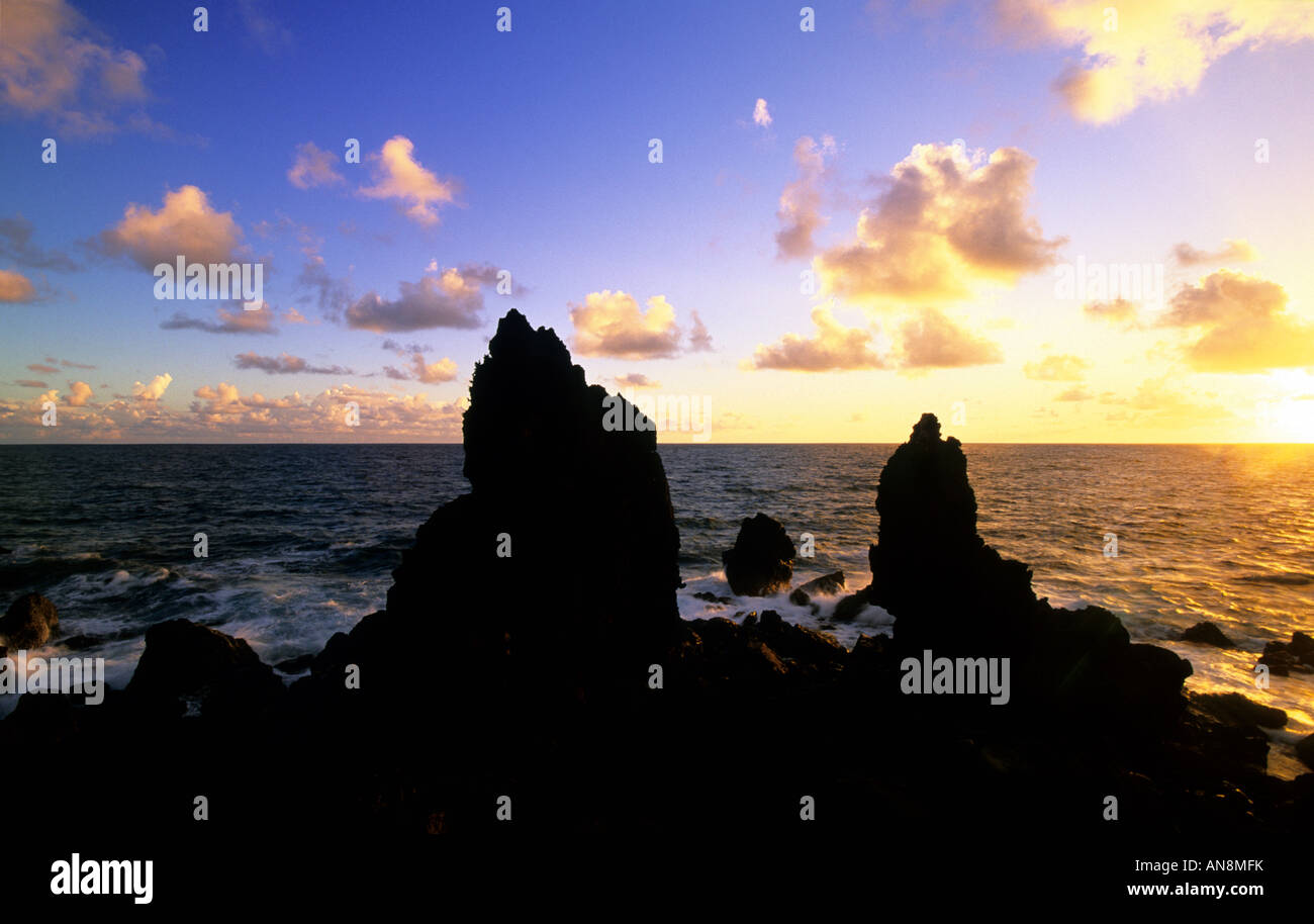 Schwarze Felsen Küste St. Kitts Stockfoto