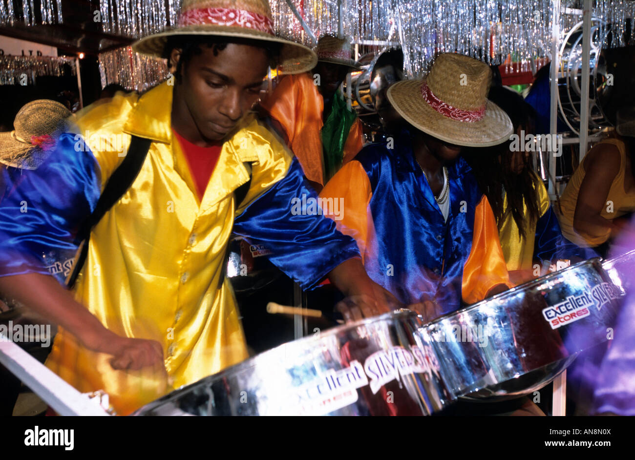 Stahl-Pan Karneval in Trinidad Stockfoto
