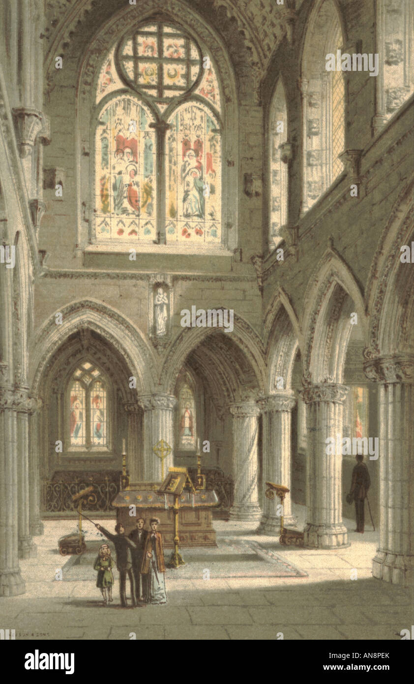Roslin Chapel um 1880 wie in Dan Browns Buch "Sakrileg" enthalten Stockfoto