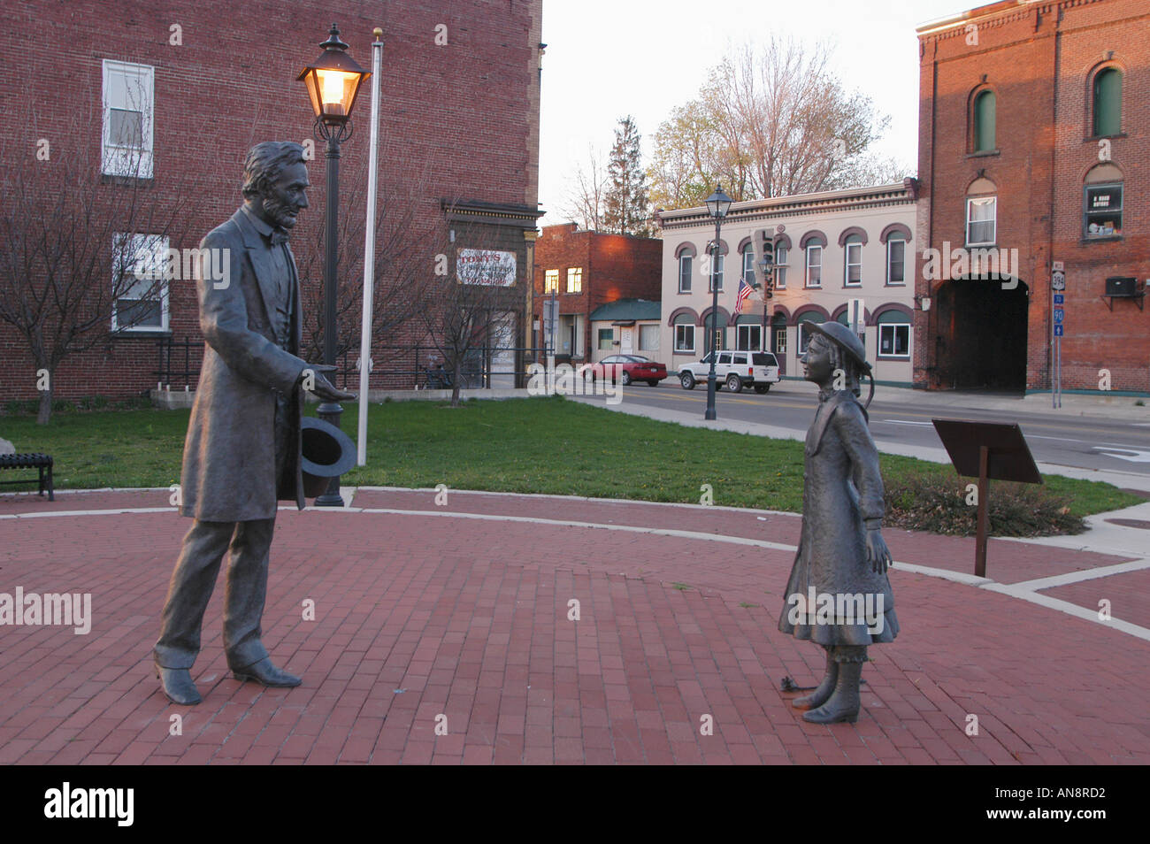 Statuen von Abraham Lincoln Grace Bedell Westfield New York treffen Stockfoto