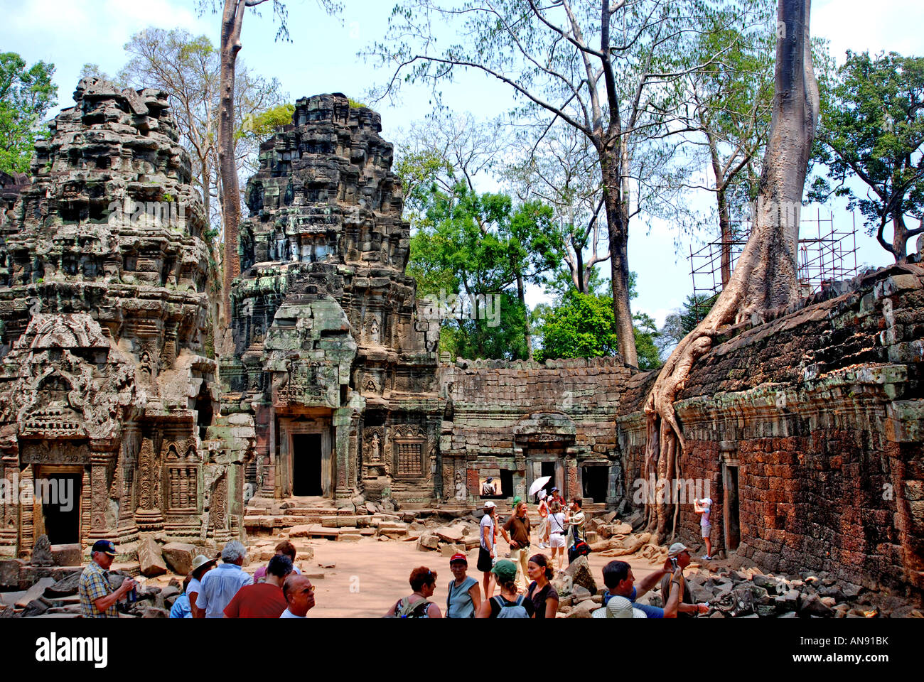 Ta Prohm Kambodscha im Bayon-Stil weitgehend im späten 12. und frühen 13. Jahrhundert erbaut und ursprünglich als Rajavihara. ( Stockfoto