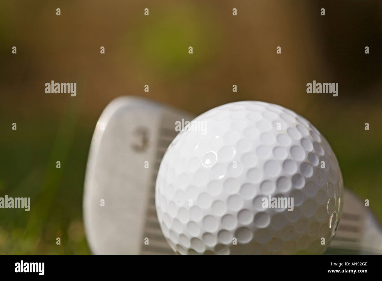 3 Eisen weiße Golfball auf hölzernen Abschlag Abschlag Stockfoto