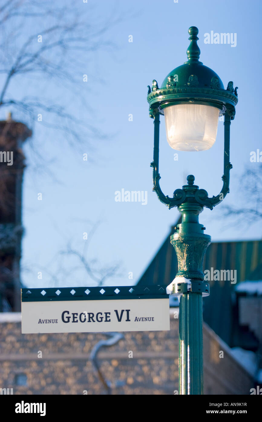 Das Avenue George VI Straßenschild auf der Plains Of Abraham Stockfoto