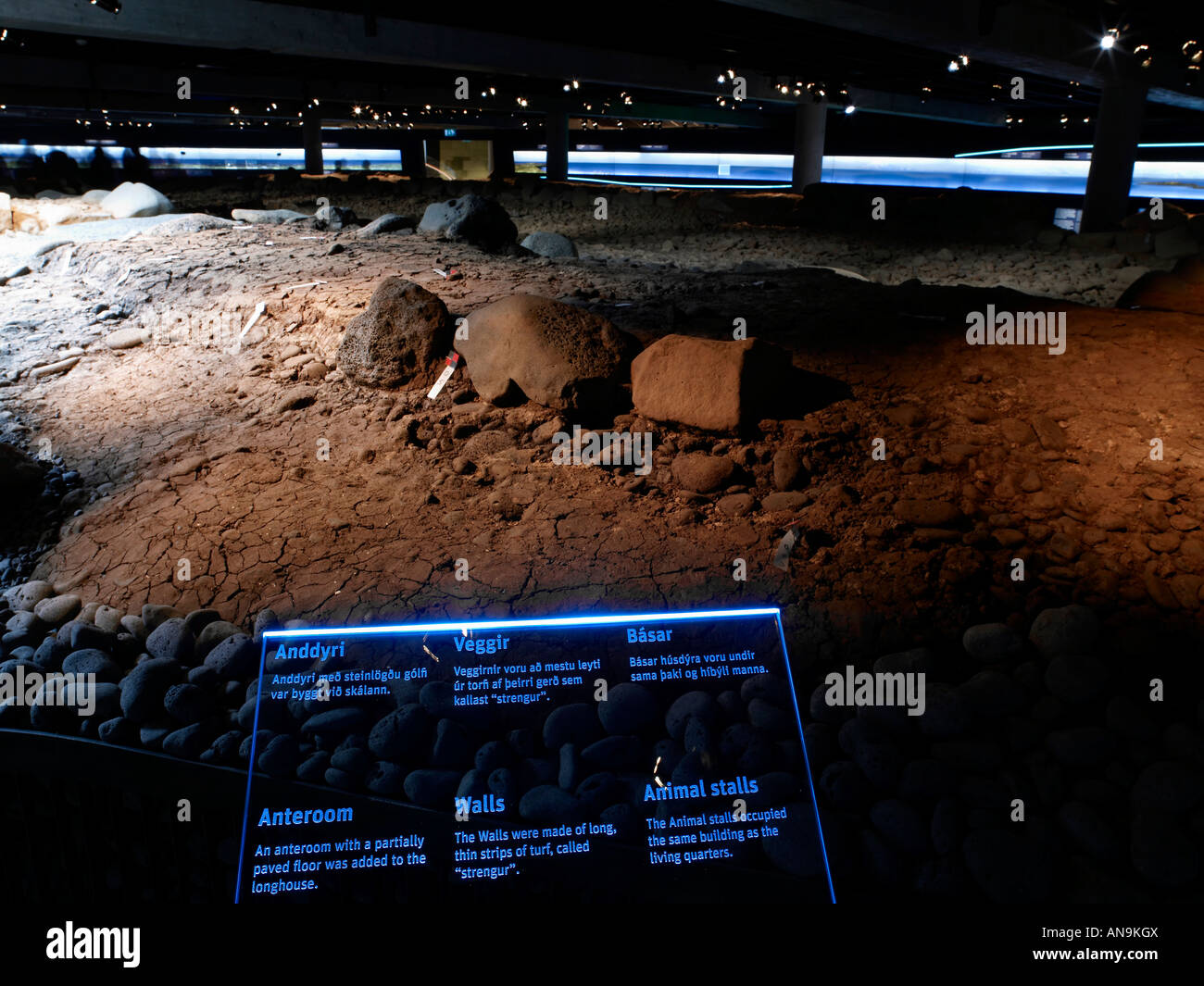 Die isländische Siedlung Ausstellung, 871 + oder - 2, Reykjavik, Island Stockfoto