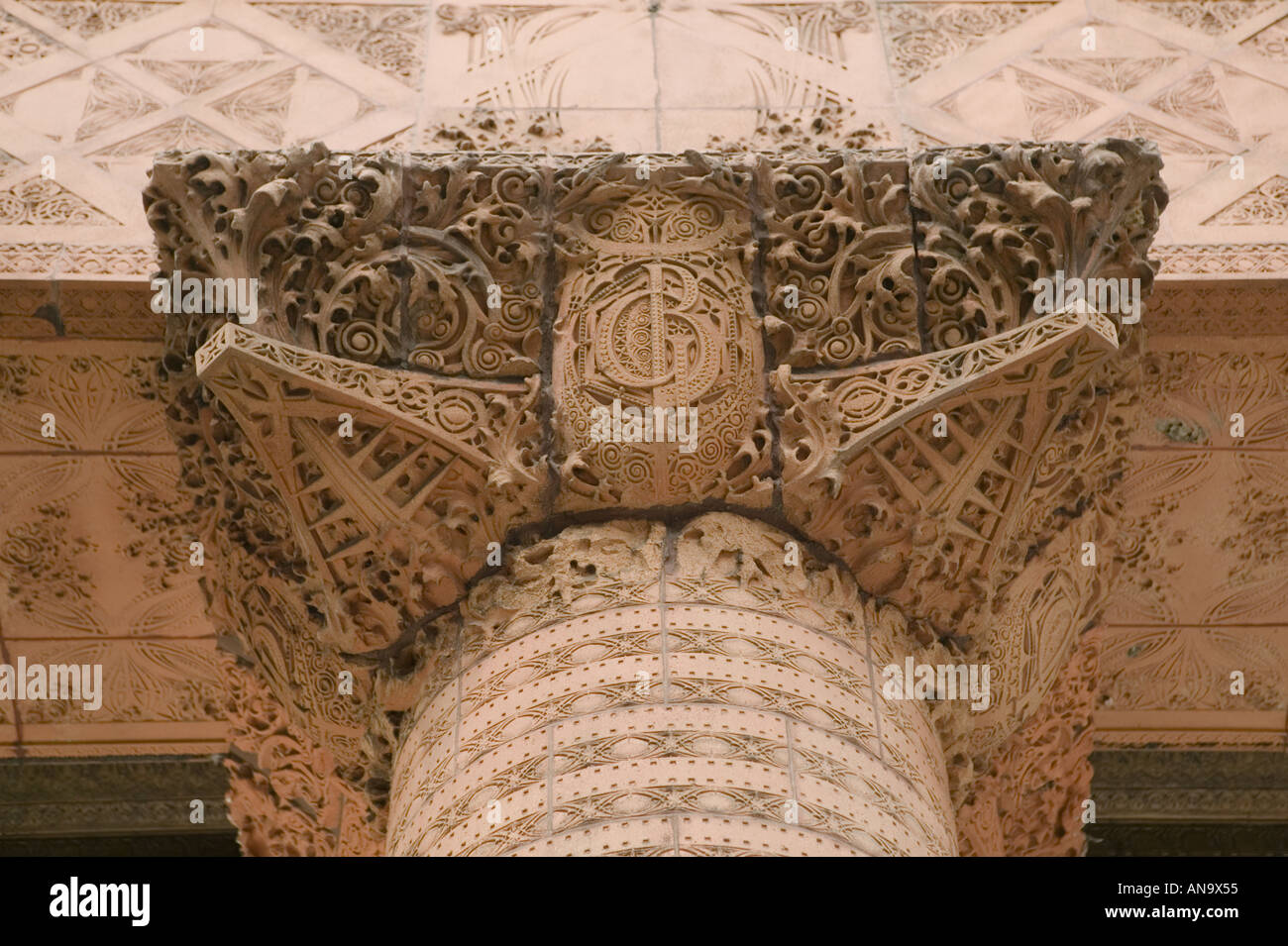 Prudential Guaranty Gebäude 1895 von Louis Sullivan Detail schuppige Spalte Buffalo New York Stockfoto