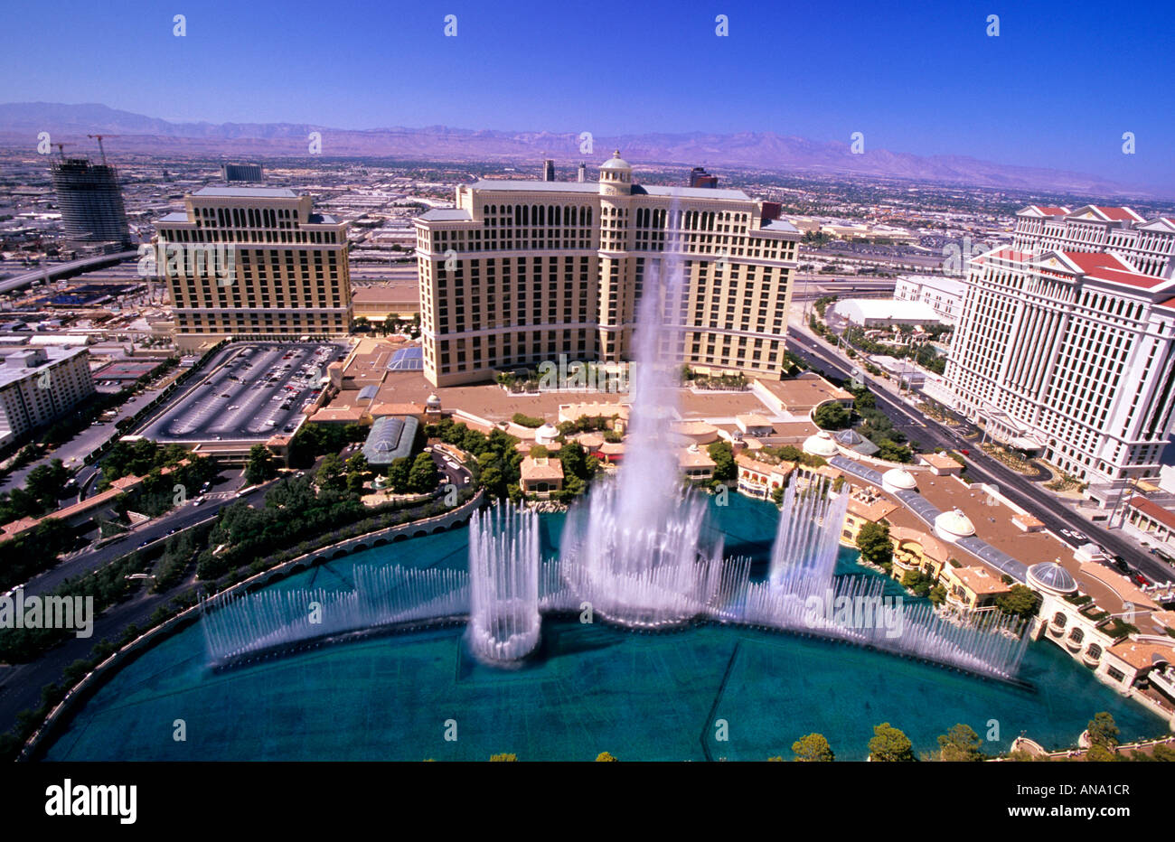 Springbrunnen im Bellagio Hotel und Casino, Las Vegas, Nevada USA Stockfoto